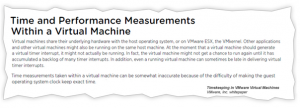 performance measurements from a virtual machine