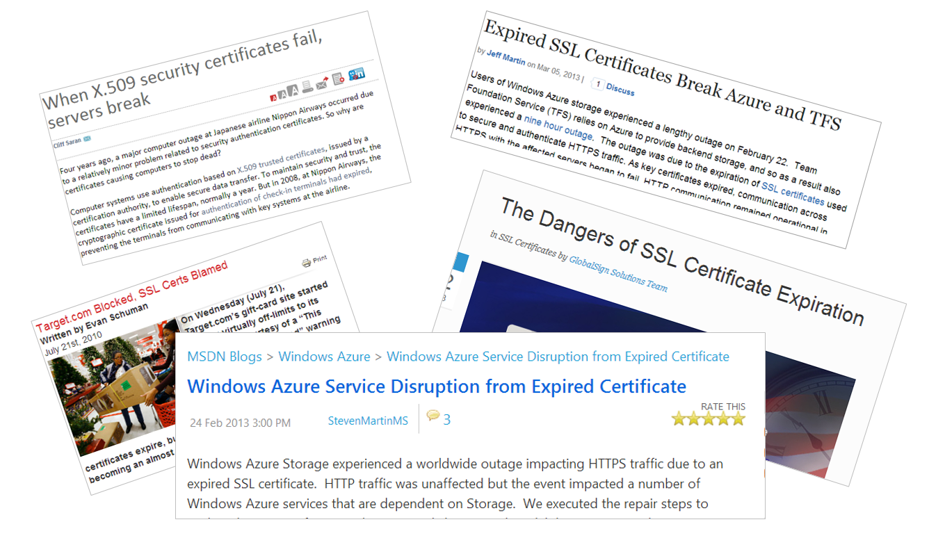 Service Outages due to expired SSL certificates