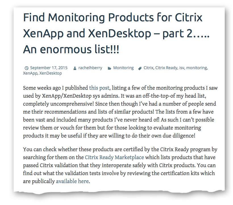 Rachel Berry Excerpt - Citrix Performance Monitoring Software