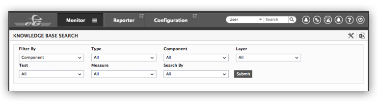 Knowledge Base Search screen from eG Enterprise