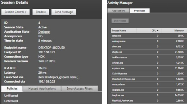Monitoring sessions with Citrix Director