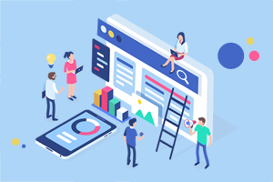 Application performance monitoring tools and benefits. Image of employees being efficient.