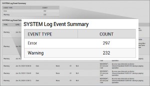 Monitoring library screen showing server status