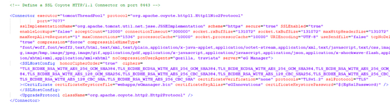 Server .xml with upgraded protocol configuration