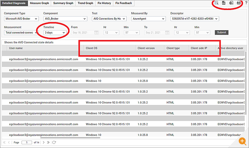 AVD Connections Diagnosis screen