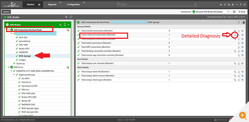 AVD connections by host pools