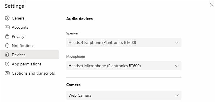 Microsoft Teams settings