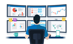 Software choices and alternatives for MSP Remote Monitoring - image shows a sys admin looking at multiple choices of screens of different tools