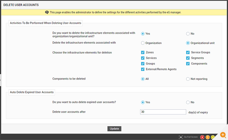 Multi-tenant auto deletion screen