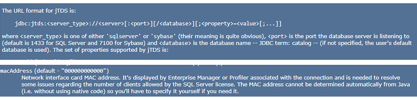 jTDS driver for Java applications