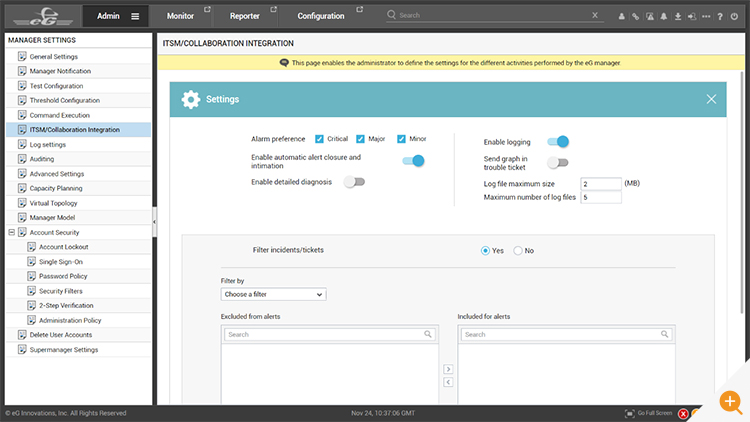 Configuration of basic settings