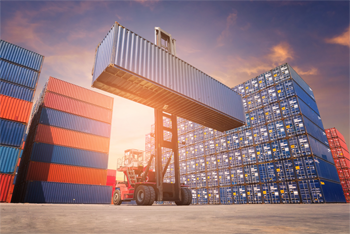 Image of some shipping containers in a port