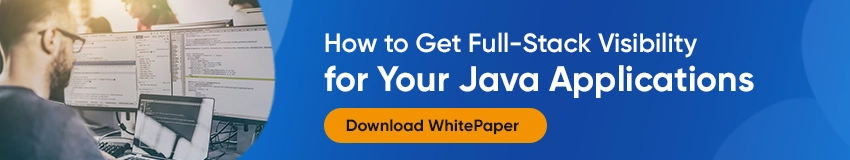 Banner linking to the Full-stack visibility for Java whitepaper download page