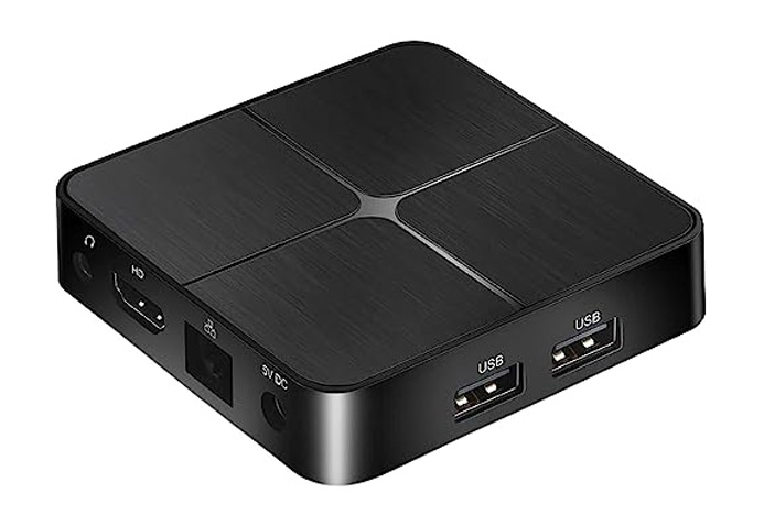 picture of a typical small factor thin client - a black box about 2.5 by 15 by 15 cm