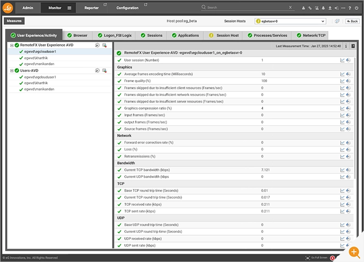 User Experience metrics for RemoteFX users using AVD 