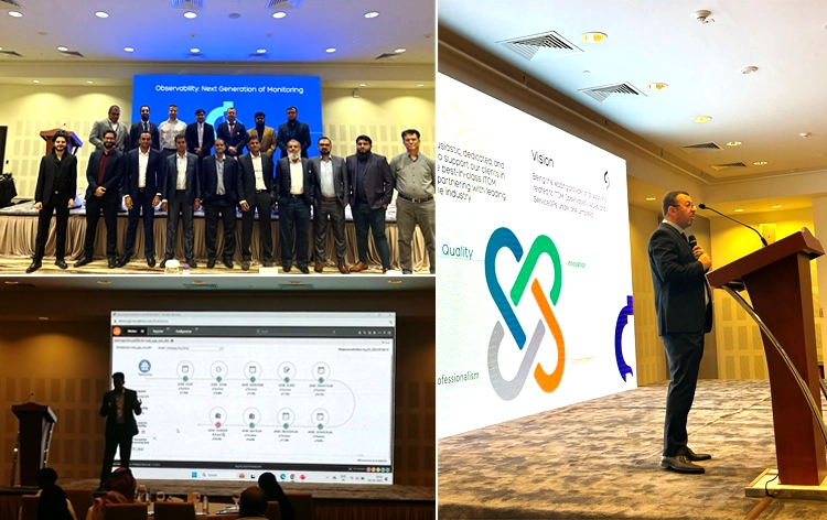 Selection of images of speakers and the eG Innovations Middle East team at the CSC Observability day event in August 2023. 