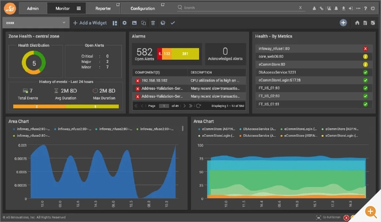 custom dashboards from APM tools help monitor e-commerce websites. A screenshot from eG Enterprise is shown.