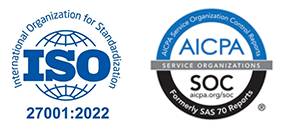 images of SOC2 type 2 and ISO 27001 badges