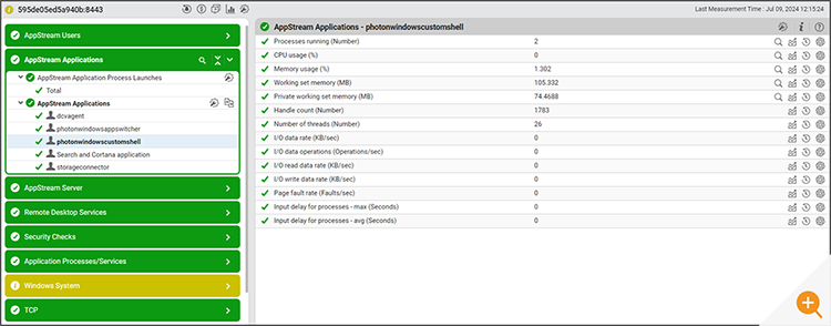 Screenshot of eG Enterprise monitoring Amazon AppStream 2.0 applications