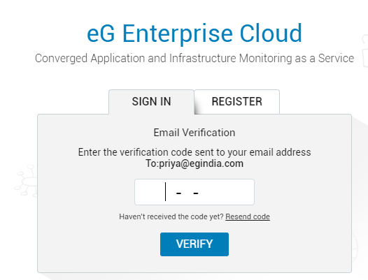 Clicking on Resend Code