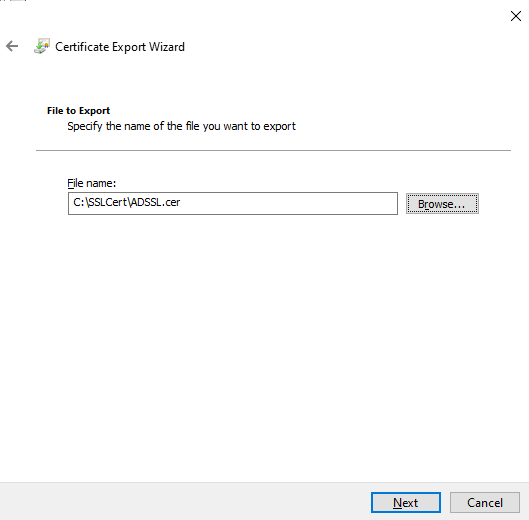 Specifying File to Export