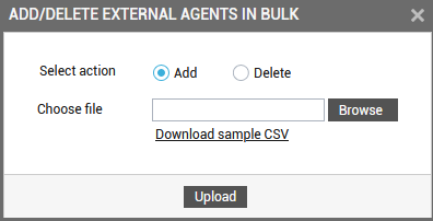 Clicking on Add for Bulk Addition of External Agents