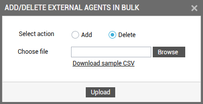 Clicking Delete for Bulk Deletion of External Agents