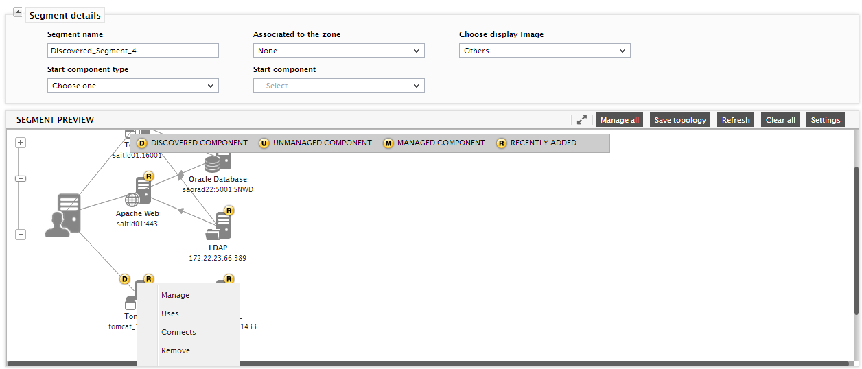 Managing Auto-discovered Server in Auto-discovered Topology
