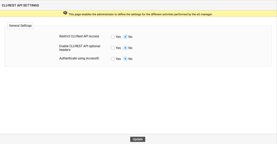 Allowing eG CLI / REST API Access