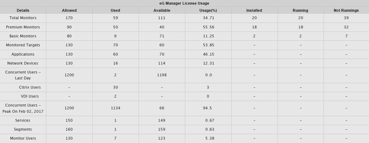Detailed License Usage Report