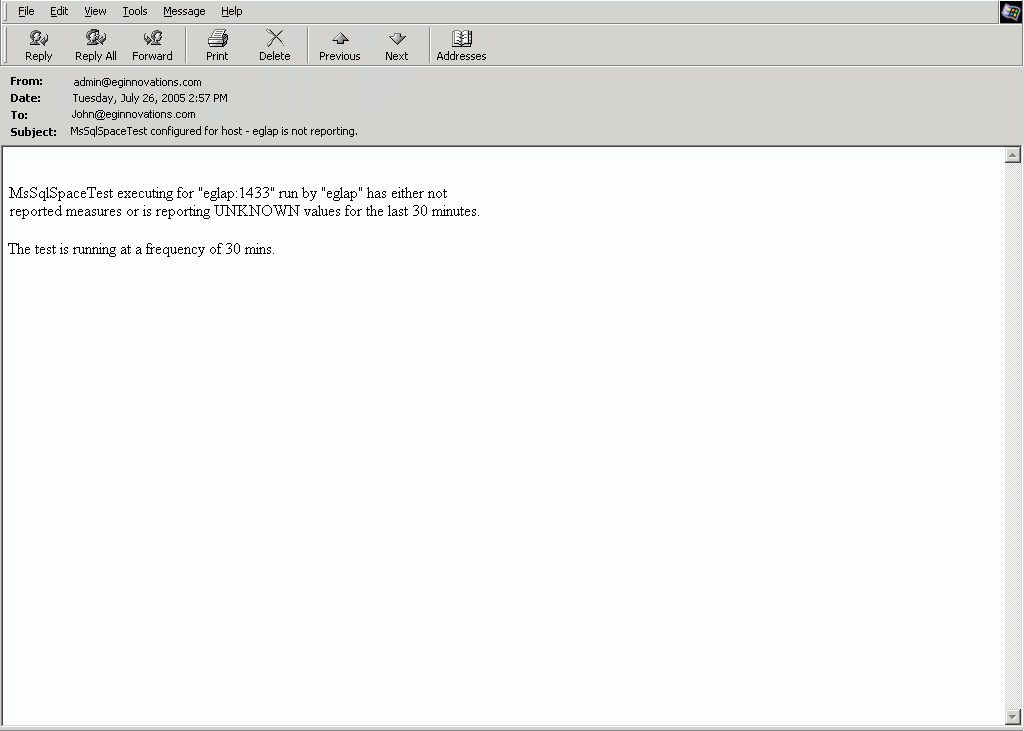 Unknown State Email Alert