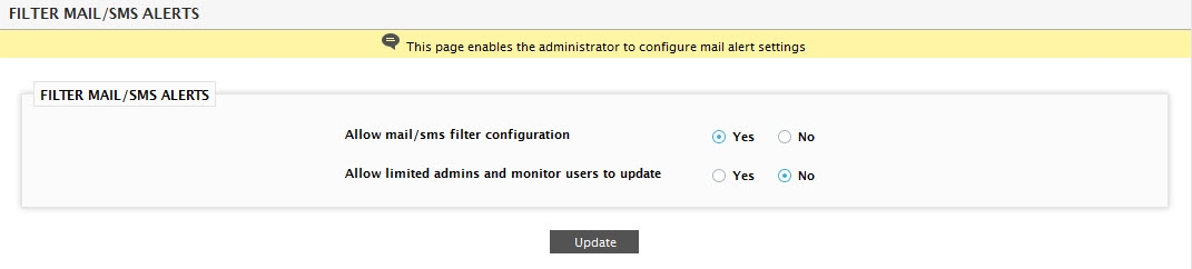 Configuring Mail/SMS Alert Filters