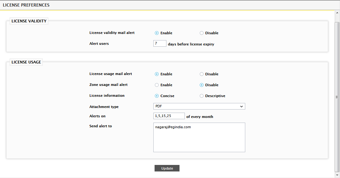 Configuring License Preferences