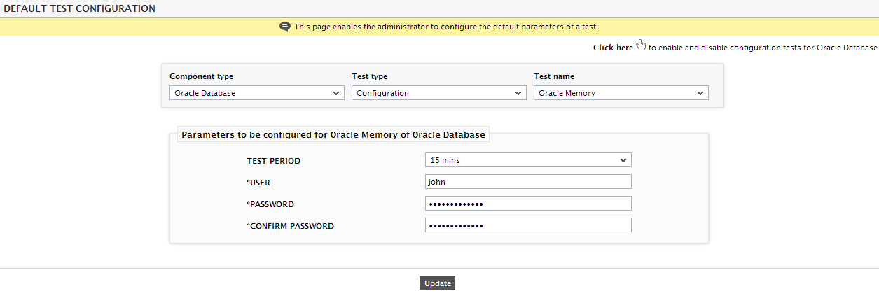 Configuring Default Test Parameters