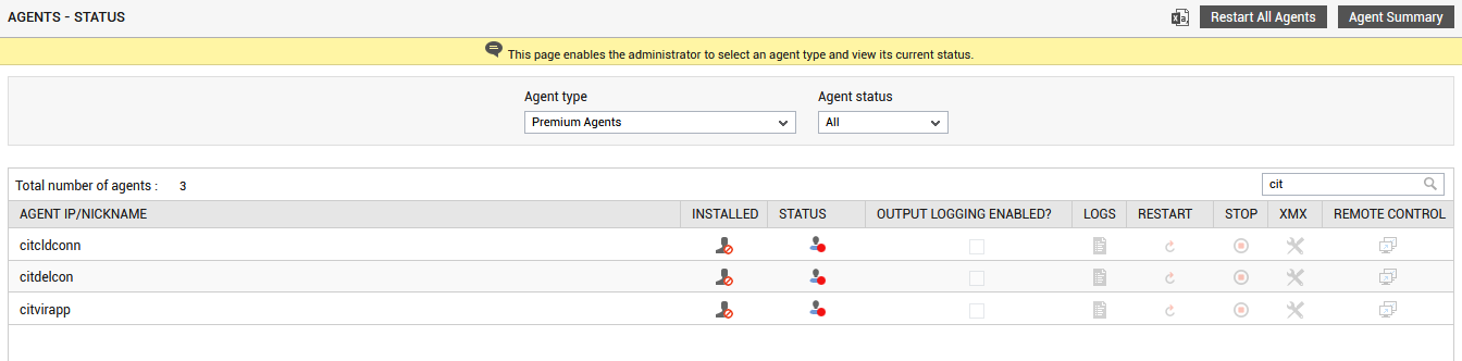 Searching for Agent Status