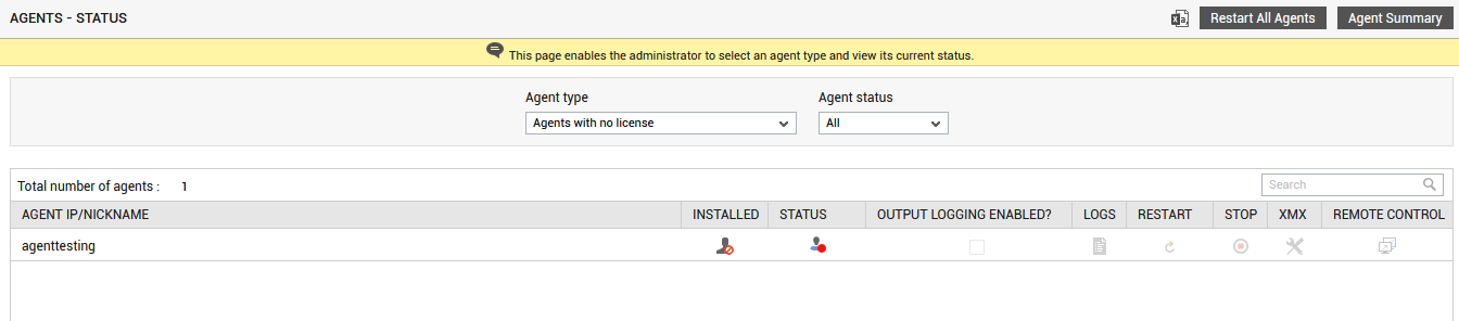 Viewing Status of Agents with No License