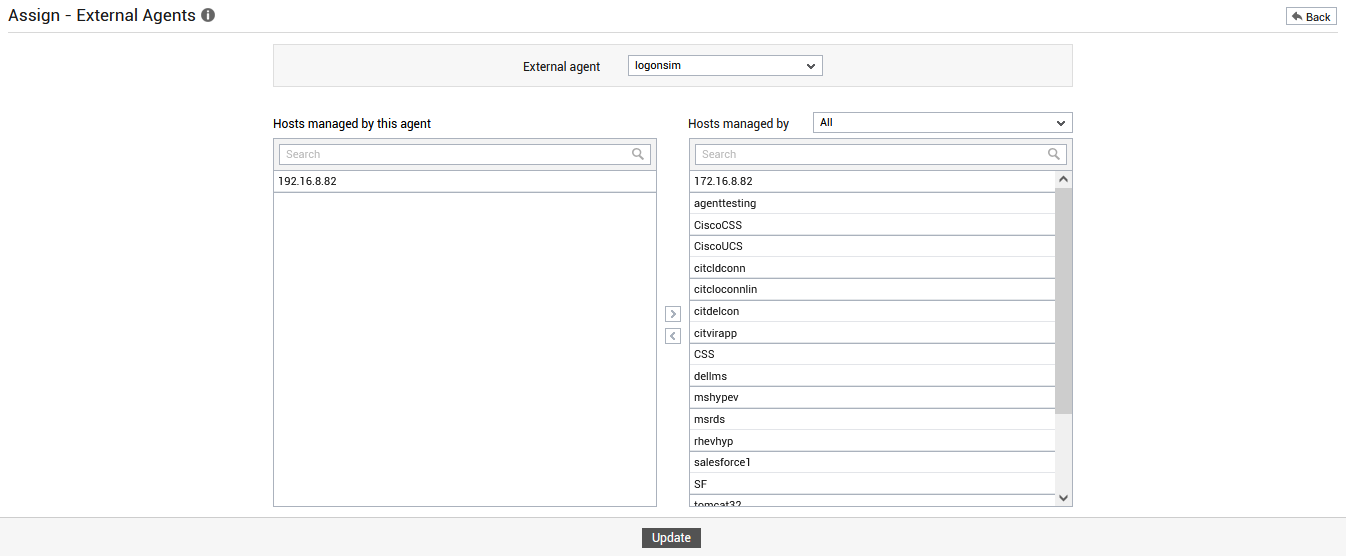 Associating/Disassociating Hosts from External Agents