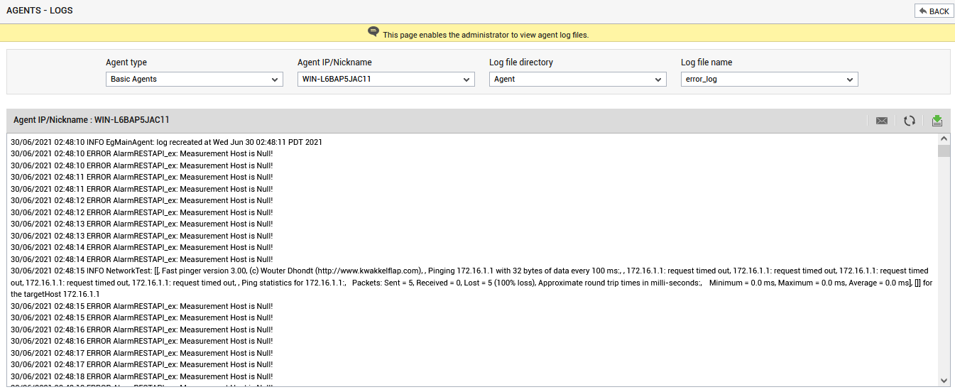 Viewing Agent error_log