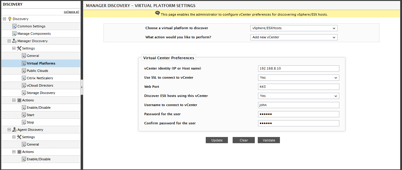 Adding vCenter configuration