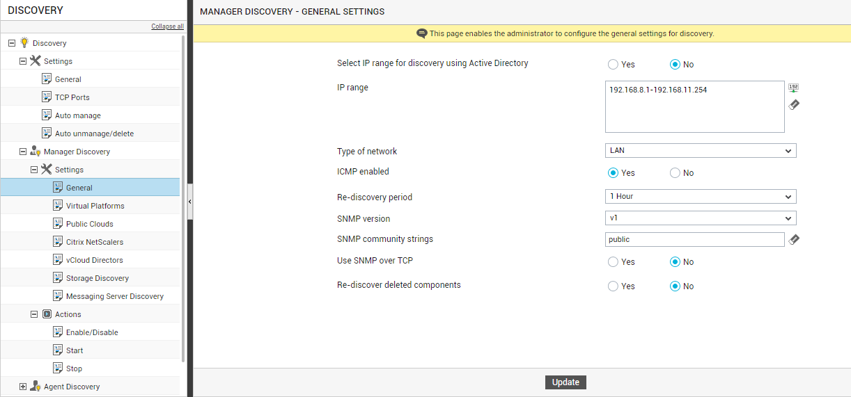 Specifying IP Range for Discovery