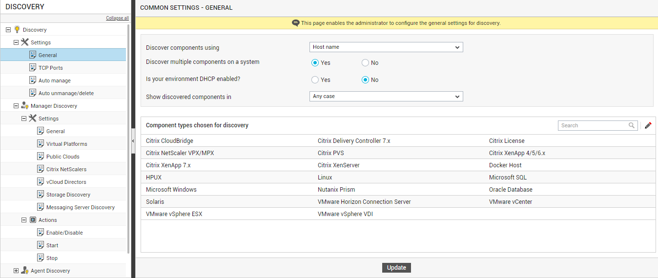 Configuring Common Discovery Settings