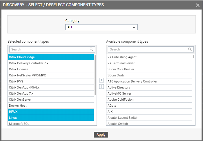 Deselecting Components to be Excluded from Discovery