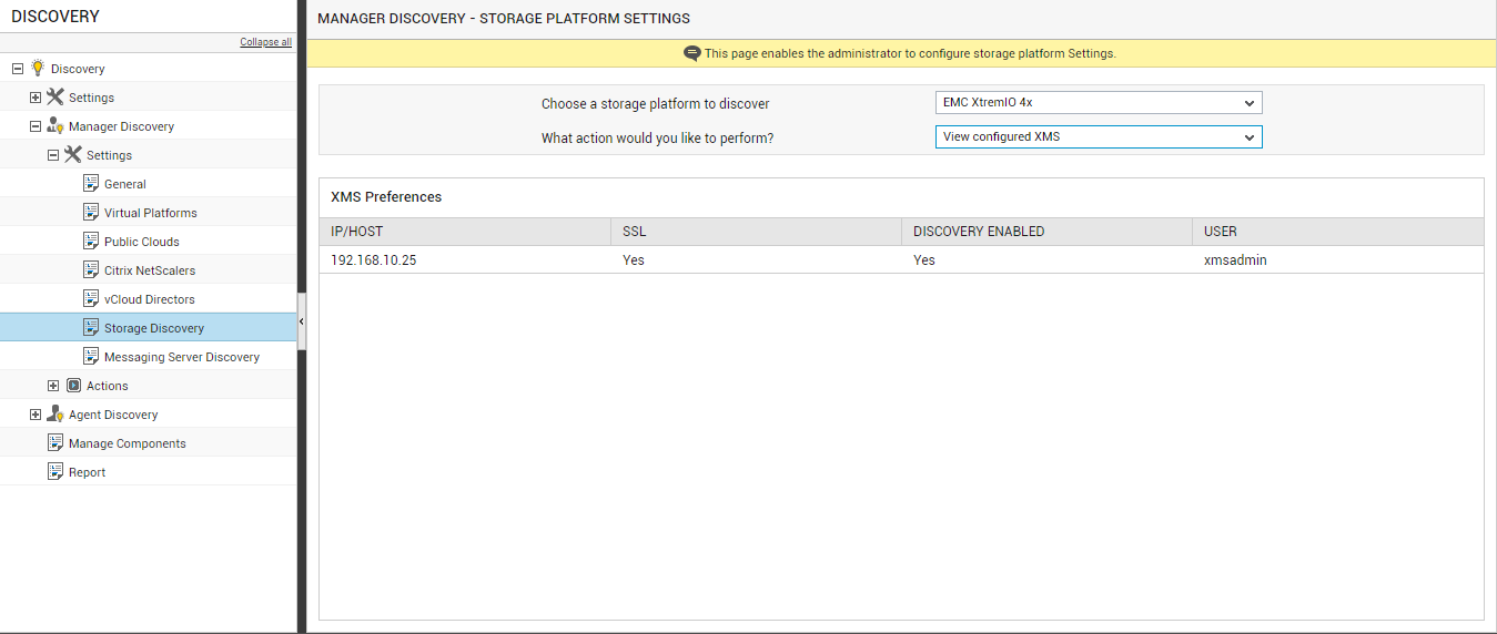 Viewing Configured XMS Servers