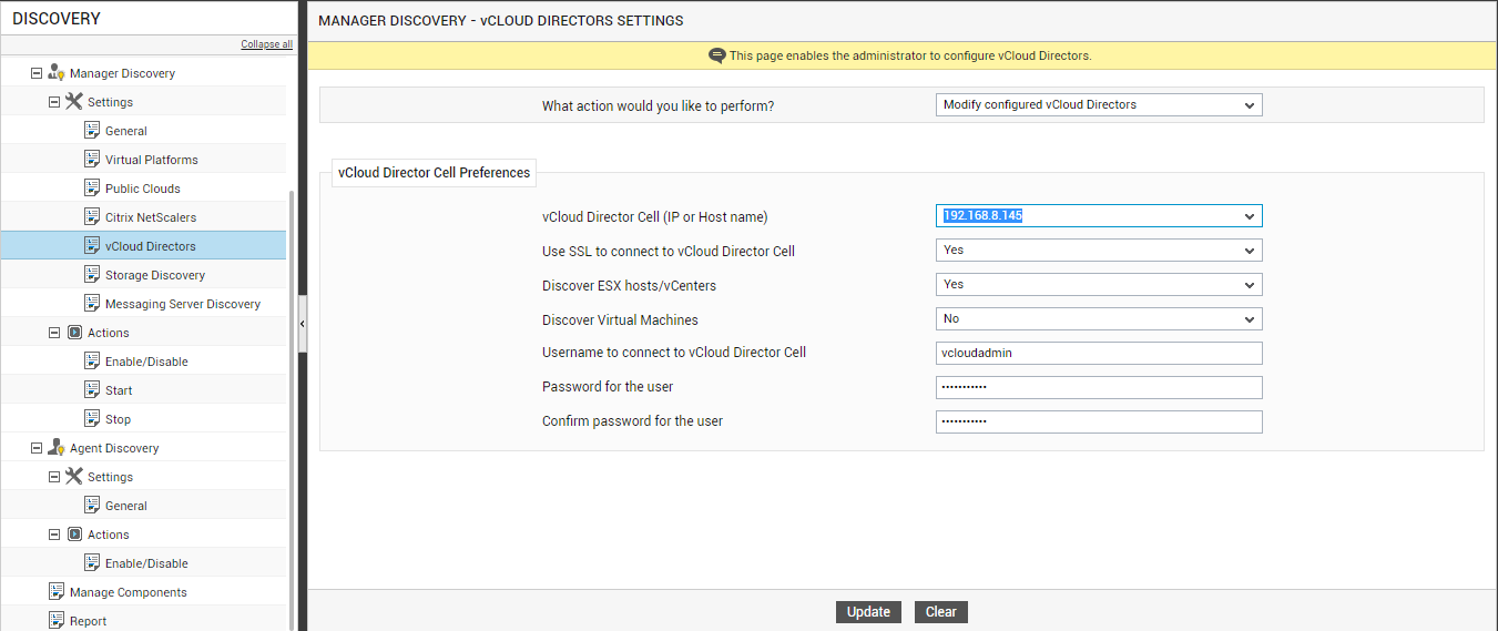 Modifying Details of vCloud Dierctor Cell