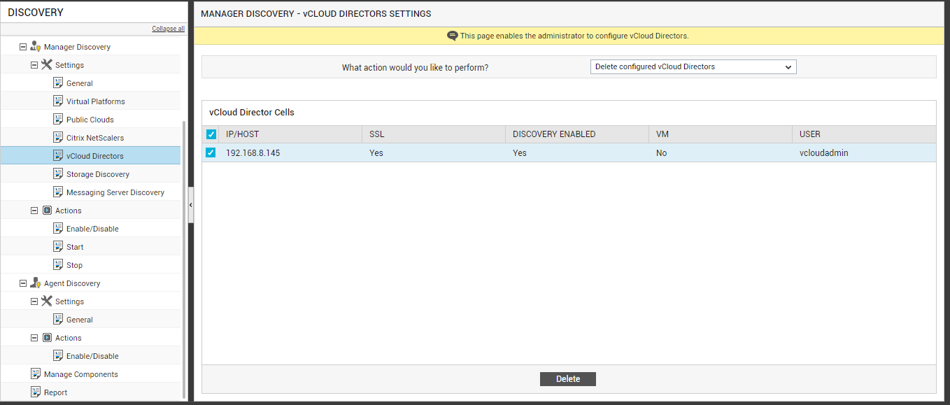 Deleting VMware vCloud Director Cell