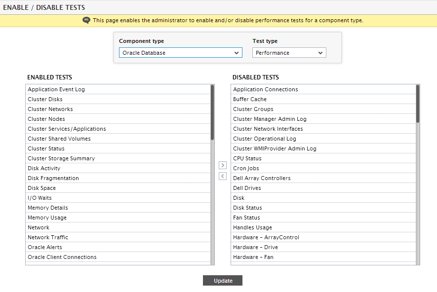 Selecting Tests to be Enabled