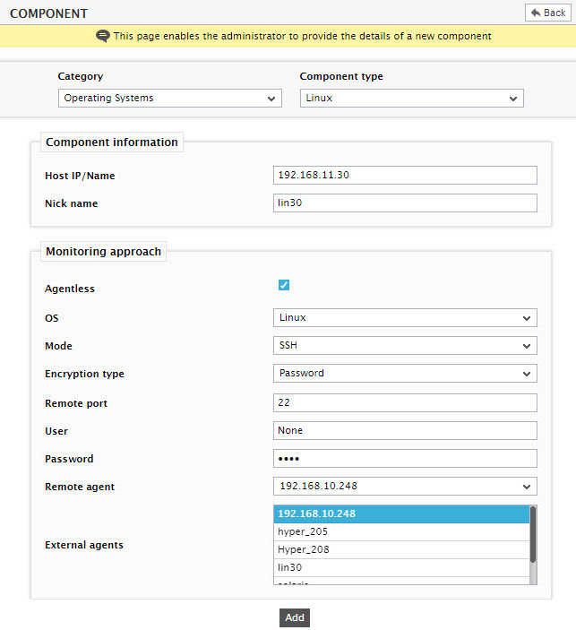 addunixagentlessmonitoring