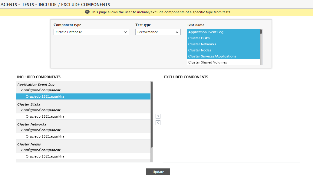 Selecting Components for Test Exclusion