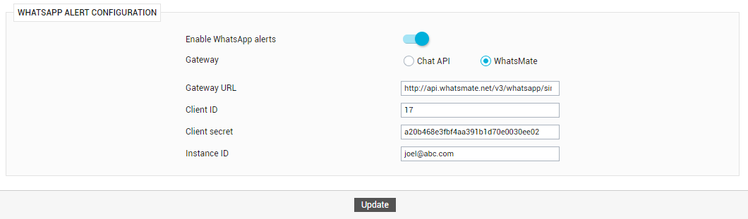 Enabling WhatSapp Alerting via WhatsMate