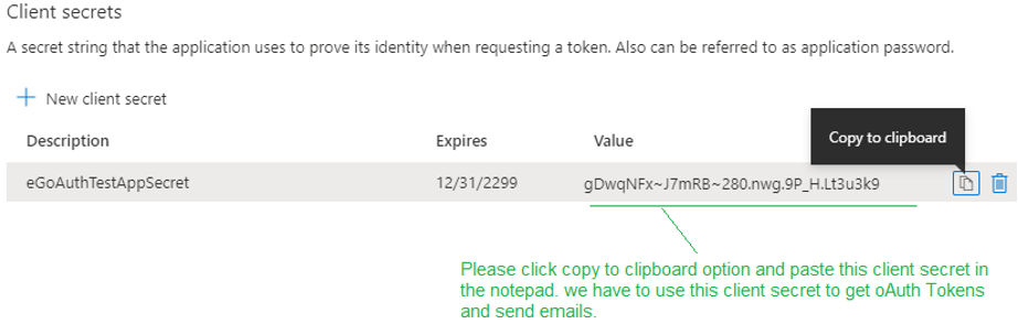 Viewing Client Secret